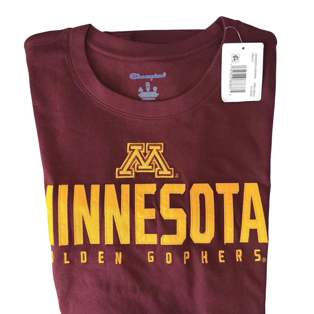 NWT Champion Minnesota Golden Gophers T-Shirt Mens XL Maroon NCAA Short Sleeve - Picture 9 of 10